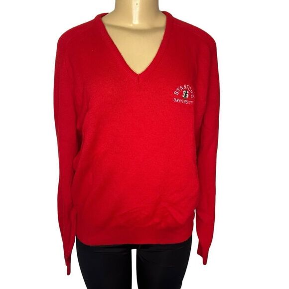 Vintage Collegiate Casuals Stanford University red knit v neck Sweater Sz medium - Picture 1 of 9